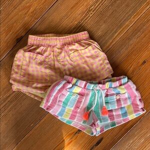 ZARA 12-18M Baby Pink Yellow Checkered & Multicolor Striped Shorts